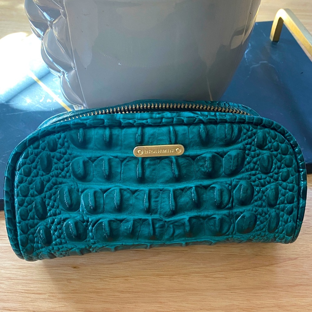 BRAHMIN Crocodile leather turquoise green case